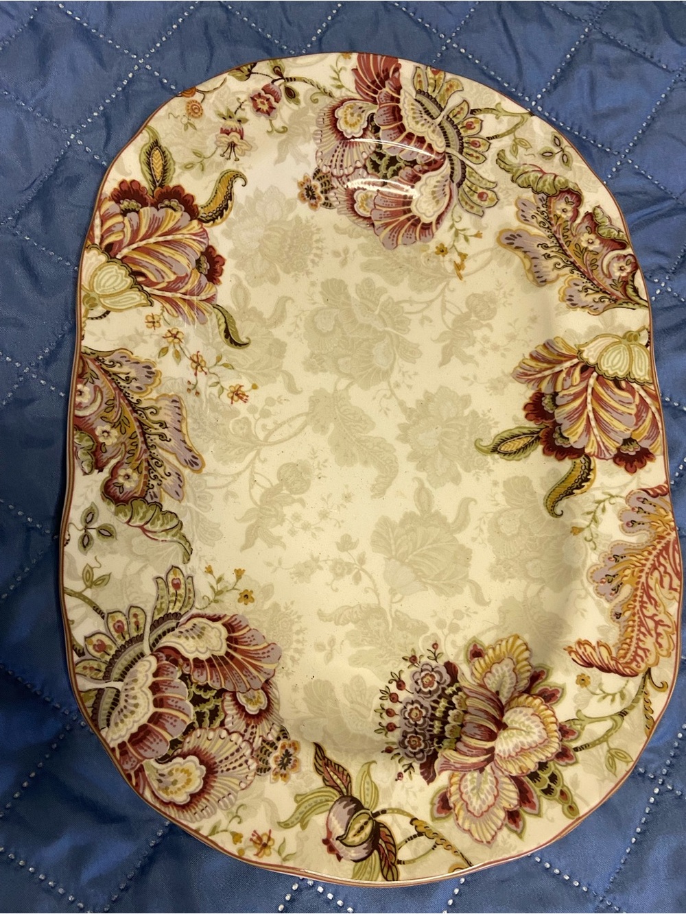 222 FIFTH Oval GABRIELLE Cream Serving Platter